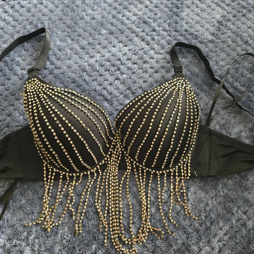Windsor Black Beaded Bra Size S Nwt